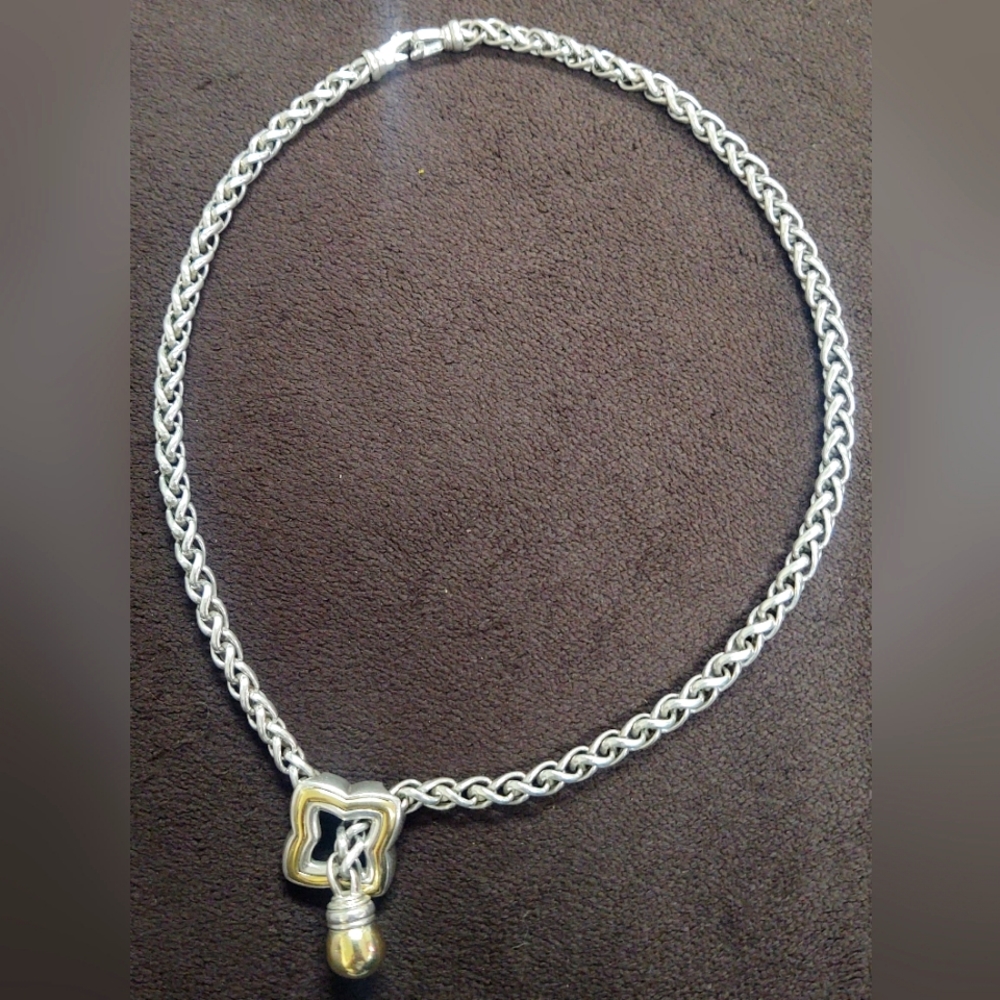 David Yurmin Sterling Lariat necklace with 18 karat gold drop